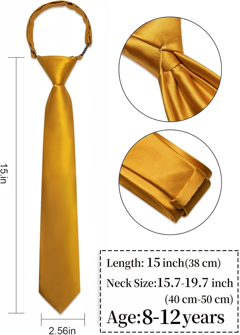 Ailisus Store Boys Tie Solid Color Silk Satin Pre-tied Kids Necktie for Age 8-12 Adjustable Formal Wedding School Graduation - Image 3